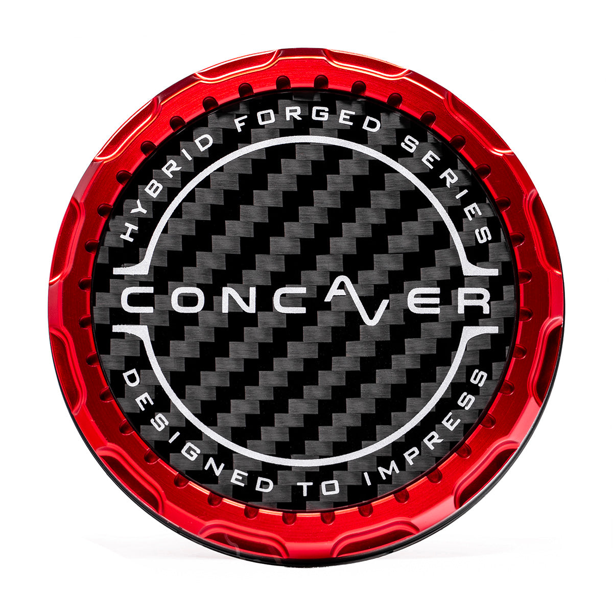 Concaver Premium Center Cap - Classic Carbon - Red Anodized