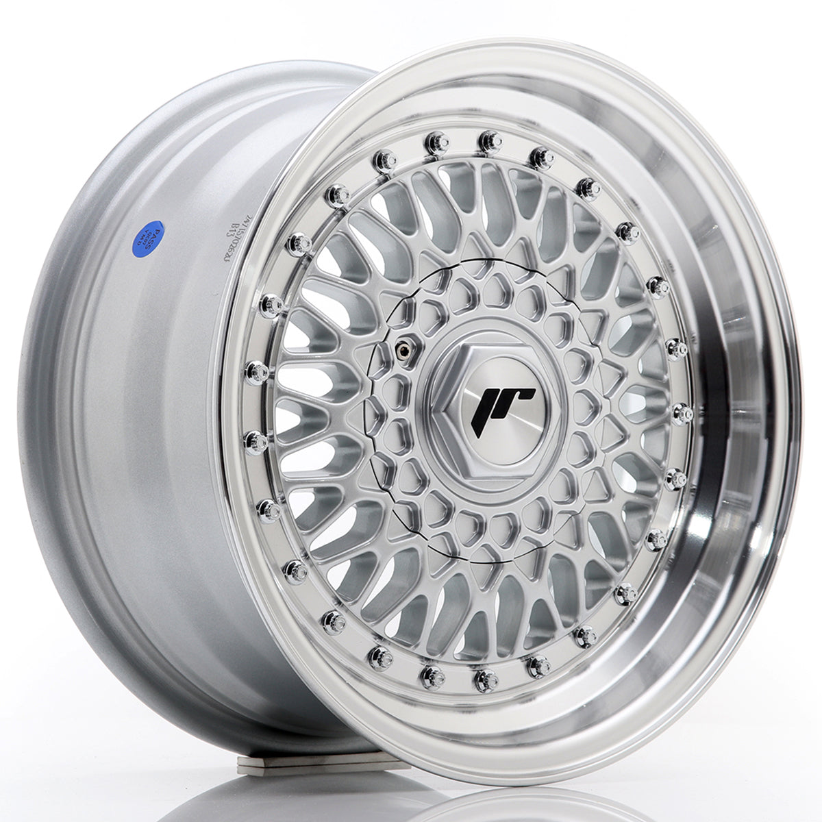Jante Japan Racing JR9 R15 Silver w/ Machined Lip+Silver Rivets